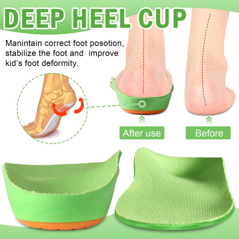Ailaka Kids Orthotic Cushioning Arch Support Shoe Insoles, Children Pu Foam Inserts for Flat feet, Plantar Fasciitis, Feet Heel Pain Relief - Image 3
