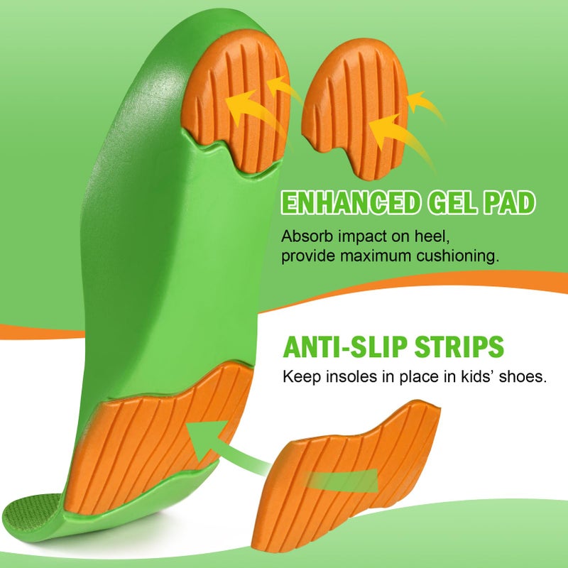 Ailaka Kids Orthotic Cushioning Arch Support Shoe Insoles, Children Pu Foam Inserts for Flat feet, Plantar Fasciitis, Feet Heel Pain Relief - Image 4