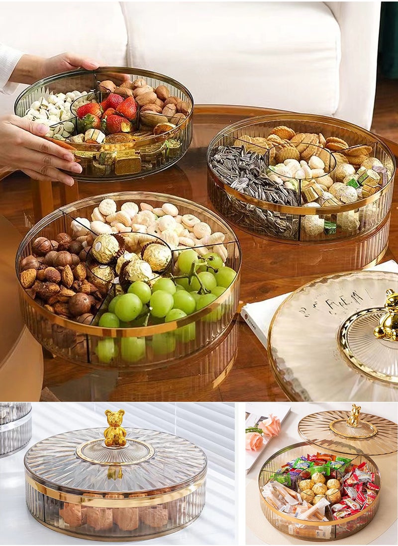 كوكيجو صينية تقديم المكسرات والحلوى من كوكيجو ، مقبلات مع غطاء حاوية تخزين طعام بلاستيكية دائرية خضروات 26 سم 10 انش اطباق حلوى للمكسرات والفواكه المجففة والوجبات الخفيفة والخضروات (بني)  - Image 5