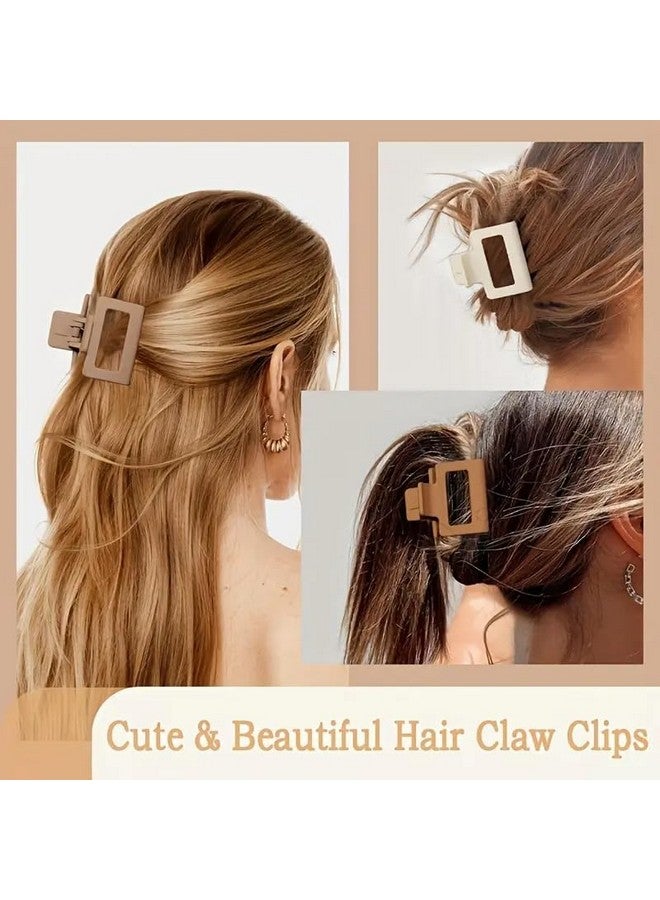 DORMITORRY 2 pcs Square Hair Claw Clips for Women Thick Thin Hair - Medium Square Matte Claw Clips Small Rectangle Claw Clip Strong Hold Cute Jaw Clip Non-slip Hair Styling Accessories - Multicolor. - Image 2