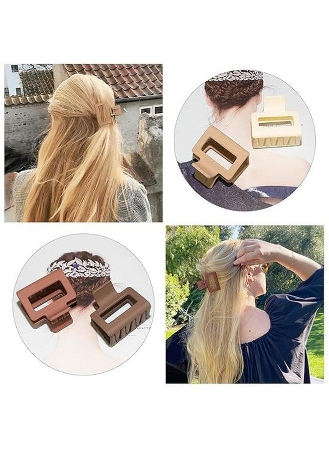 DORMITORRY 2 pcs Square Hair Claw Clips for Women Thick Thin Hair - Medium Square Matte Claw Clips Small Rectangle Claw Clip Strong Hold Cute Jaw Clip Non-slip Hair Styling Accessories - Multicolor. - Image 5
