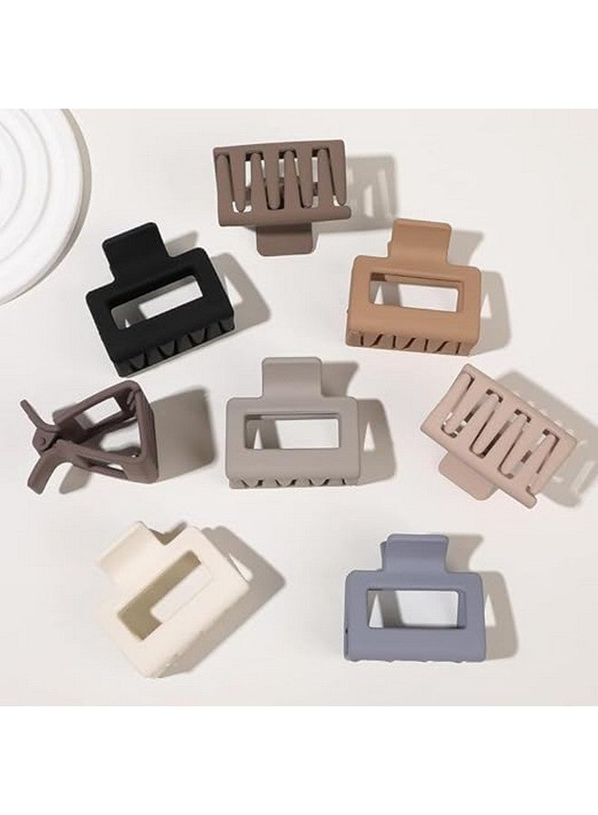 DORMITORRY 2 pcs Square Hair Claw Clips for Women Thick Thin Hair - Medium Square Matte Claw Clips Small Rectangle Claw Clip Strong Hold Cute Jaw Clip Non-slip Hair Styling Accessories - Multicolor. - Image 1