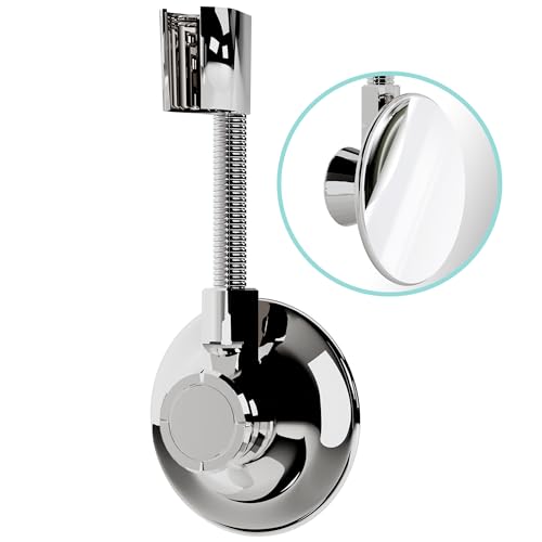 Bath Beyond Shower Head Holder - Flexible Shower Head Holder Adjustable Vacuum Suction Cup Shower Head Wall Mount Holder for Hand Held Shower Head (Adhesive Sticker Provided) (Chrome) - Image 2