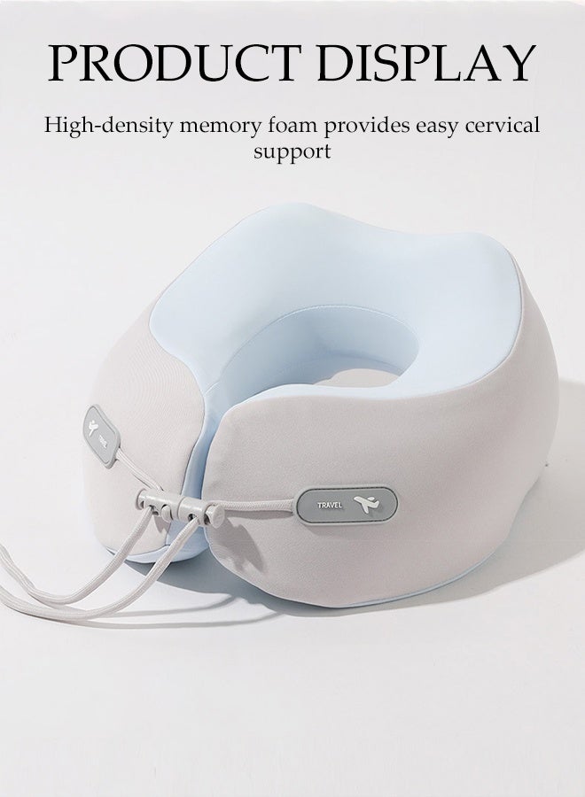 DUNISO Travel Pillow for Airplane Memory Foam Neck Pillow Neck with Storage Carry Bag， Support to Relieve Neck Tension Lightweight Compact Breathable Flight Pillow Comfortable U-shaped Pillow for Airplane Car Office Home Travel Camping  - Image 2