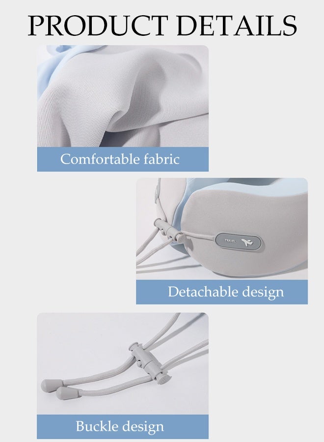 DUNISO Travel Pillow for Airplane Memory Foam Neck Pillow Neck with Storage Carry Bag， Support to Relieve Neck Tension Lightweight Compact Breathable Flight Pillow Comfortable U-shaped Pillow for Airplane Car Office Home Travel Camping  - Image 3