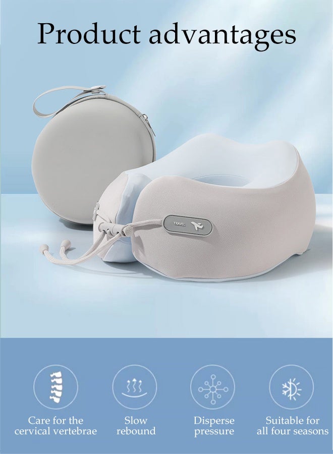 DUNISO Travel Pillow for Airplane Memory Foam Neck Pillow Neck with Storage Carry Bag， Support to Relieve Neck Tension Lightweight Compact Breathable Flight Pillow Comfortable U-shaped Pillow for Airplane Car Office Home Travel Camping  - Image 5