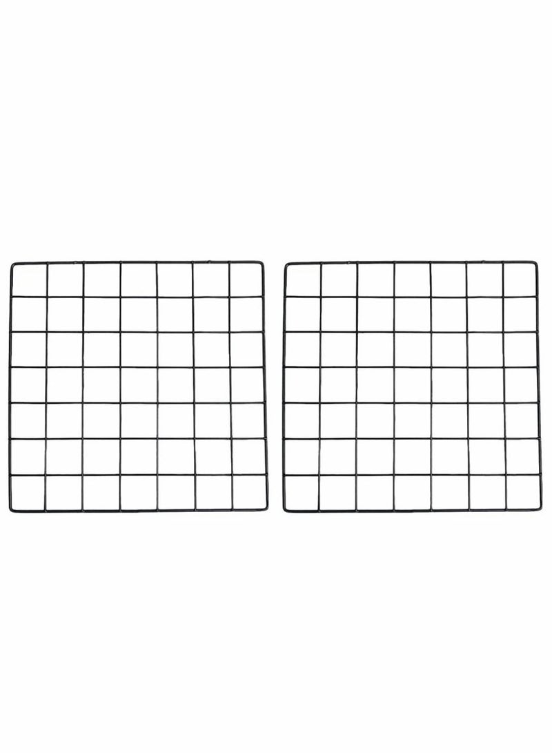 KASTWAVE 2Pcs Wall Grid Photo Display Panel, Picture Memo Note Wall Mount Grid Holder, Ins Art Display PhotoWall, Wire Frame Photo Display Organizer - Image 1