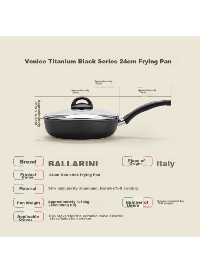 Ballarini Balalini Imported Flat-bottom Frying Pan, Household Titanium Non-stick Pan, Suitable For All Stoves, Pancake And Egg Frying Pan, Venice 24cm Frying Pan - Image 5