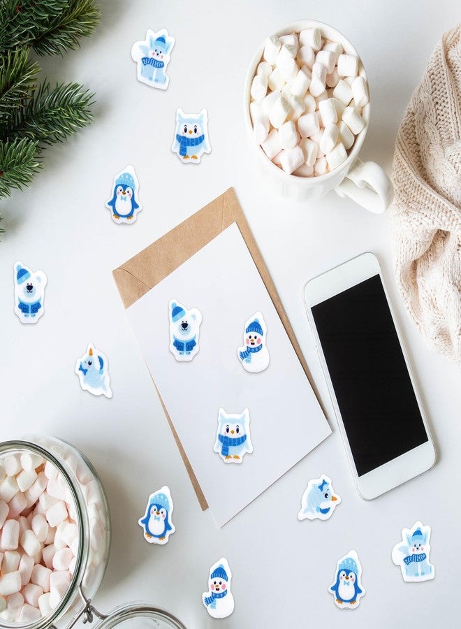 FYSUIMU 120 Pcs Winter Mini Erasers Christmas Polar Animals Bear Penguin Snowman Eraser for Kids Party Classroom Stationery Supplies - Image 5