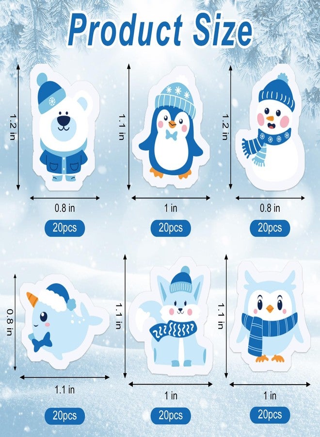 FYSUIMU 120 Pcs Winter Mini Erasers Christmas Polar Animals Bear Penguin Snowman Eraser for Kids Party Classroom Stationery Supplies - Image 2