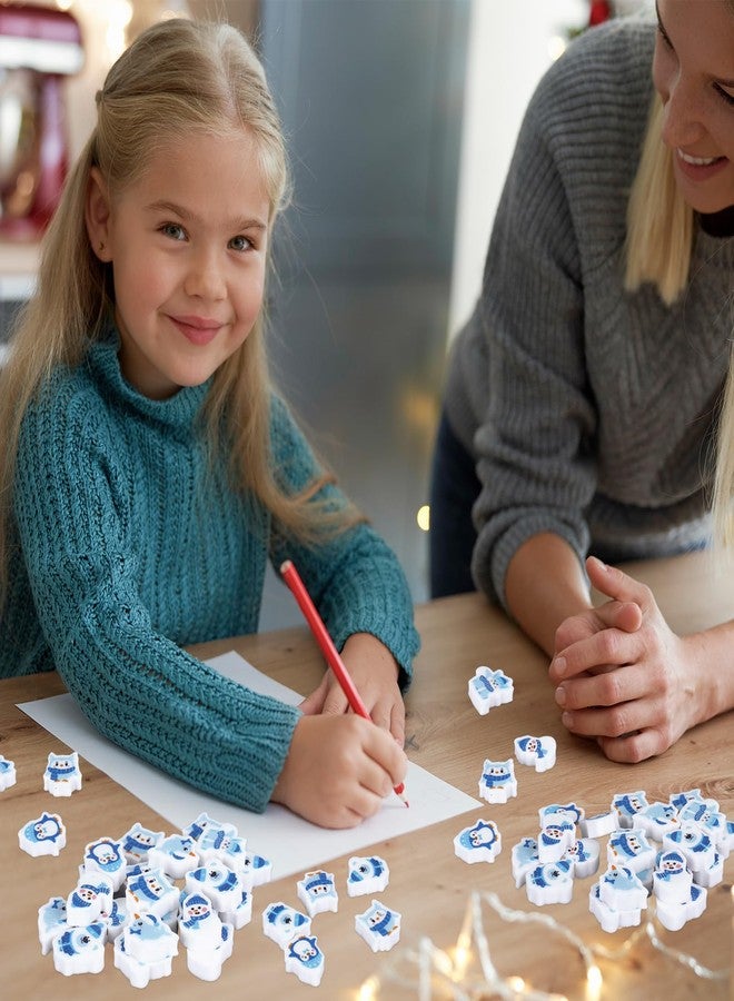 FYSUIMU 120 Pcs Winter Mini Erasers Christmas Polar Animals Bear Penguin Snowman Eraser for Kids Party Classroom Stationery Supplies - Image 4