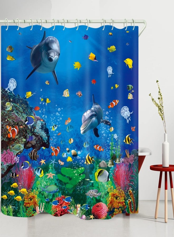 LYFANS Bathroom Underwater World 3D Shower Curtain, Deluxe Standard Bathtub Shower Curtain, Waterproof Washable Fabric Shower Curtain, with 12 White Hooks, 72x72 Inches. - Image 3