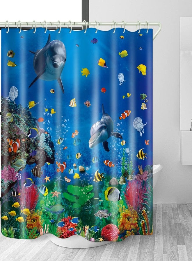 LYFANS Bathroom Underwater World 3D Shower Curtain, Deluxe Standard Bathtub Shower Curtain, Waterproof Washable Fabric Shower Curtain, with 12 White Hooks, 72x72 Inches. - Image 2
