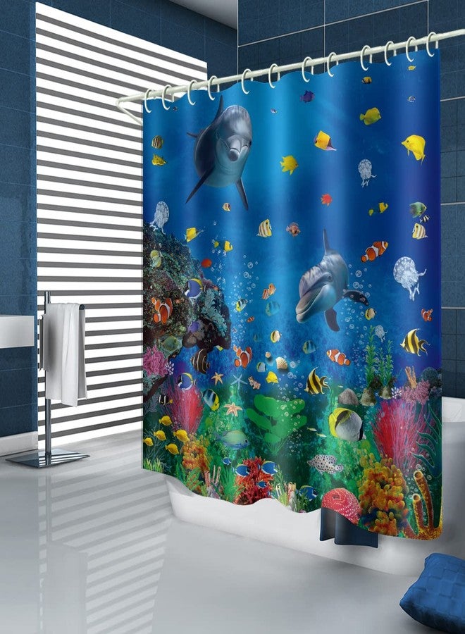 LYFANS Bathroom Underwater World 3D Shower Curtain, Deluxe Standard Bathtub Shower Curtain, Waterproof Washable Fabric Shower Curtain, with 12 White Hooks, 72x72 Inches. - Image 4