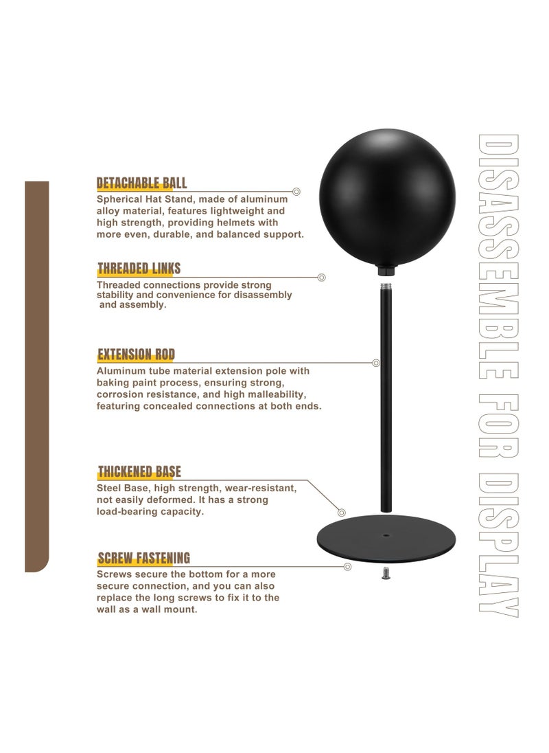 Helmet Stand Metal, Rotation Metal Stand Desktop Hanger Rack Helmet Stand Display for Motocycle Helmet, Caps,Hat, and Rugby Helmet