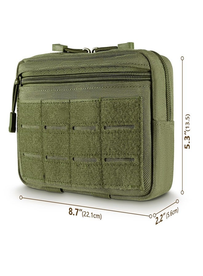 FRTKK حقيبة أدوات FRTKK التكتيكية متعددة الاستخدامات بنظام Molle، مزودة بجيوب أفقية قابلة للتعديل، تتضمن رقعة علم الولايات المتحدة وسلسلة مفاتيح (لون أخضر عسكري). - Image 2