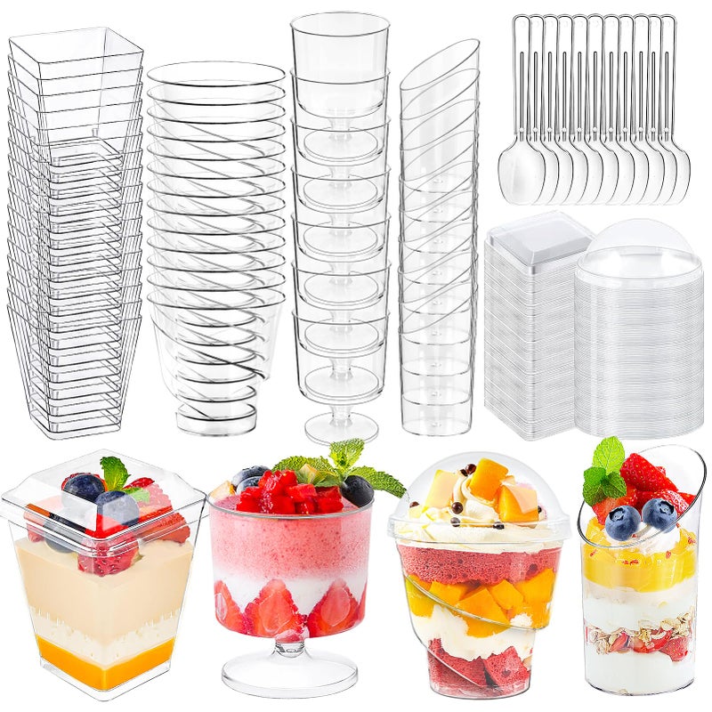 LifeIdeas 380 Pack Mini Dessert Cups with Spoons and lids, 5 oz Mini Clear Parfait Cups, Shooters Cups for Party, Round Yogurt Cups, Reusable Fruit Ice Cream Cake Pudding Cups - Image 1