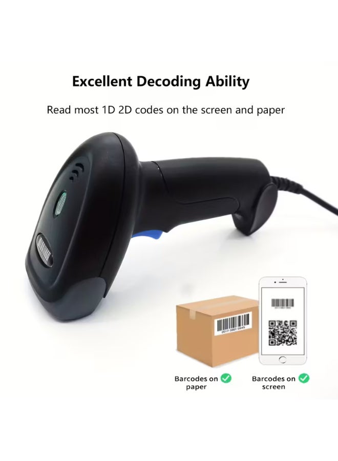 Versatile Handheld USB Wired Barcode & Qr Code Scanner - Supports 1D & 2D Codes For Retail, Supermarkets, And Warehouses - Image 1