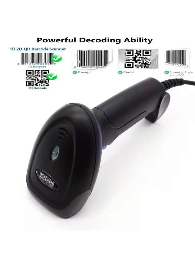 Versatile Handheld USB Wired Barcode & Qr Code Scanner - Supports 1D & 2D Codes For Retail, Supermarkets, And Warehouses - Image 3