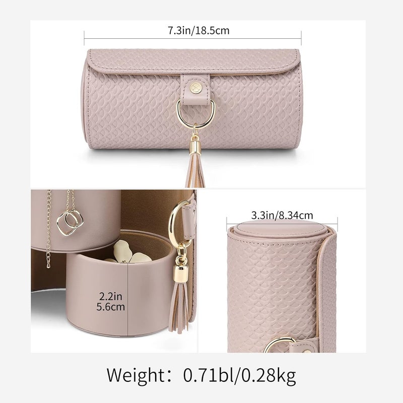 Vlando Travel Jewelry Box, Travel Jewelry Case for Mothers Day Gifts, Earring organizer Necklacke Organizer Ring Organizer Box with Hand-held Design for Travelling - Grey+Khaki Inner - Image 5