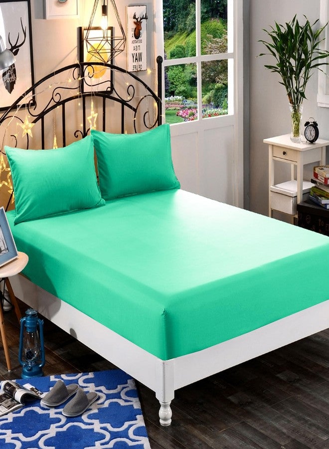 إليجنت كومفورت ملاءة سرير أنيقة ومريحة 1500، قطعة واحدة، بجودة فندقية فاخرة، مصنوعة من أجود أنواع المايكروفايبر الناعم، بجيب عميق يصل إلى 16 بوصة، مقاومة للتجاعيد والبهتان، مقاس كامل، لون أزرق مخضر فاتح. - Image 2