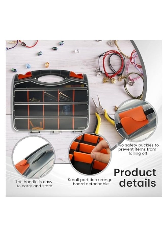 Tool Box, Portable Small Parts Organizer, Tool Box Organizer Tray Divider, Double Side Tools Box, Screw Organizer with Removable Dividers, Multi Tool Storage Box for Nuts Bolts Screws Beads Jewelry  - Image 2