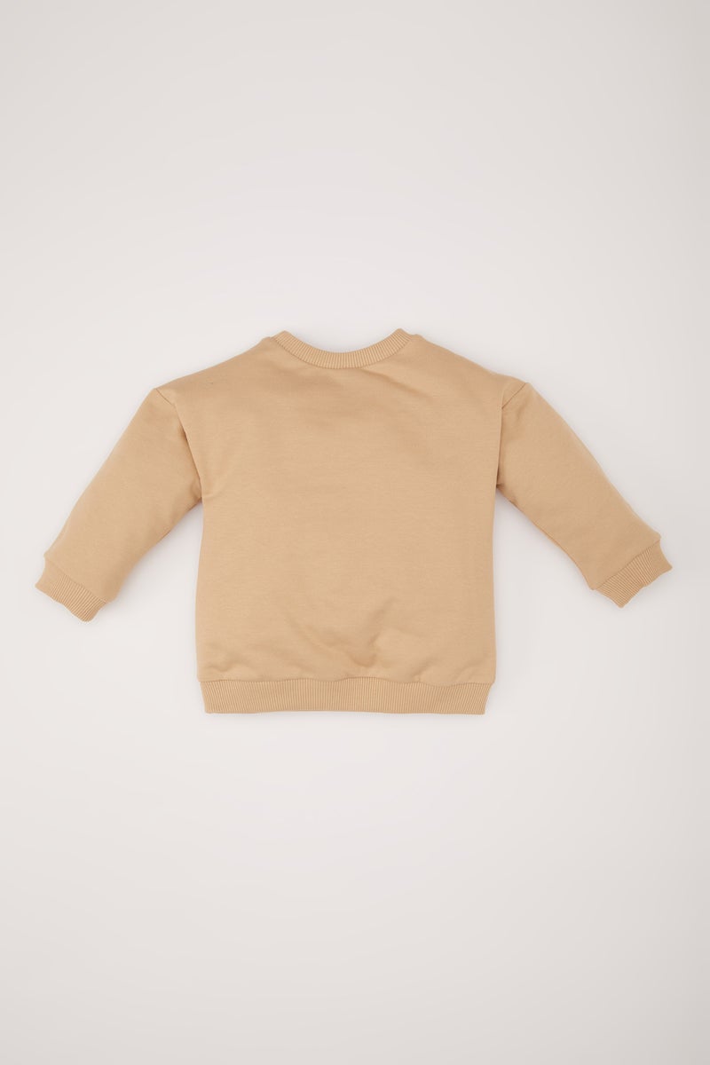 DeFacto Baby Boy Crew Neck Basic Sweatshirt with Soft Fur Inside - Image 4