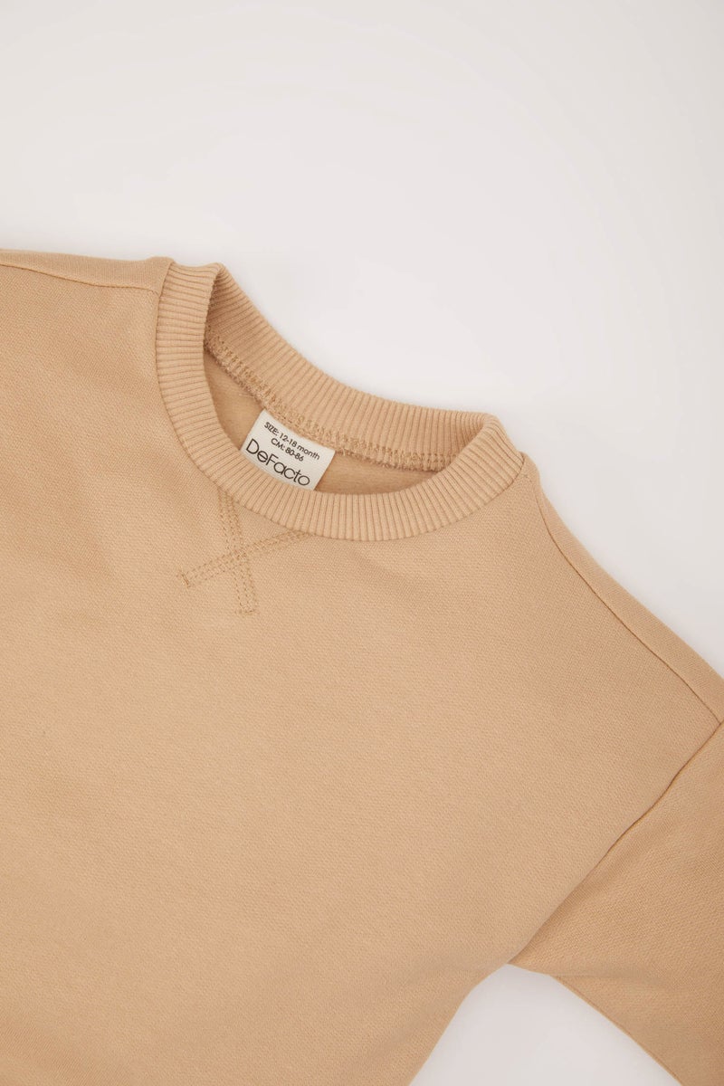 DeFacto Baby Boy Crew Neck Basic Sweatshirt with Soft Fur Inside - Image 5