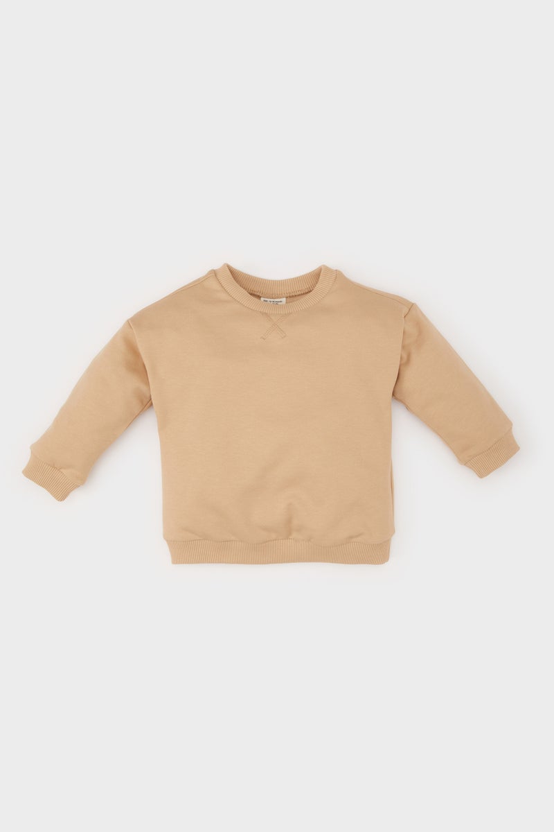 DeFacto Baby Boy Crew Neck Basic Sweatshirt with Soft Fur Inside - Image 1
