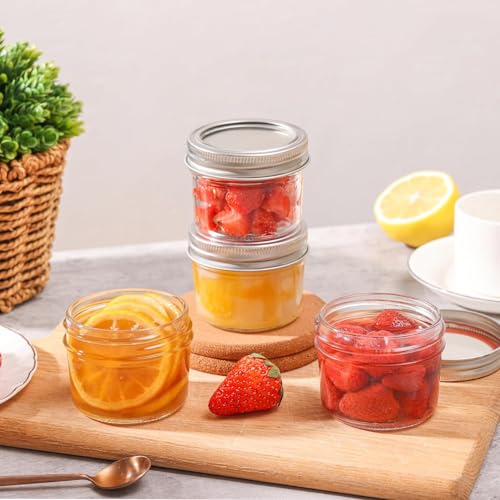 KITOME Mini Mason Jars with Lids – 8 Pack, 4oz/120ml Clear Glass Jars for Baby Food, Spices, Jam, Honey, Jelly, Desserts, Wedding Favors & DIY Candle Making – Wide Mouth Reusable Storage Containers - Image 4