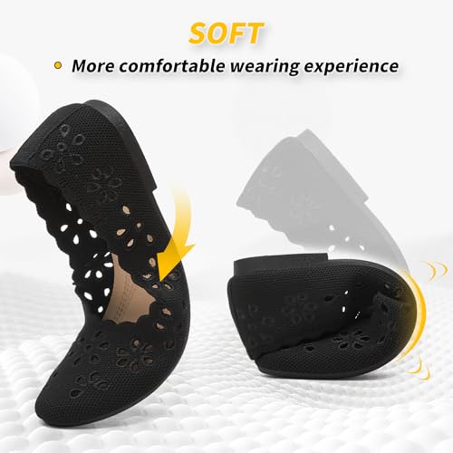BABUDOG Mesh Ballet Flats Shoes for Women,Womens Flats Dressy Comfortable,Women's Dress Shoes with Flower Eyelets,Slip on Casual Walking Flats(Black 09) - Image 5