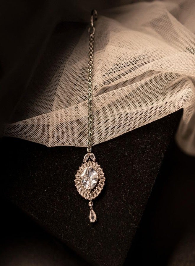 ZEELLO Sparkling CZ Stone Maang Tikka for Girls & Women | Wedding & Festive Hair Ornament - Image 4