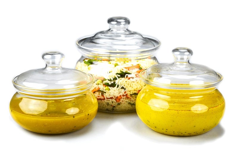 VERTIS Set of 3 Cook Serve Essentials 075L Casserole 1L Casserole 2L Casserole with Glass Lids Flameproof - Image 2