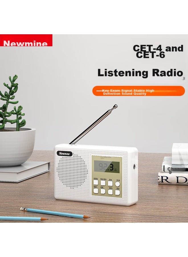 Newmine Bt501 Radio, College Entrance Exam English Listening, Cet-4/6, Campus Radio Player, Portable All-band Fm Radio For Elderly, White Color - Image 1