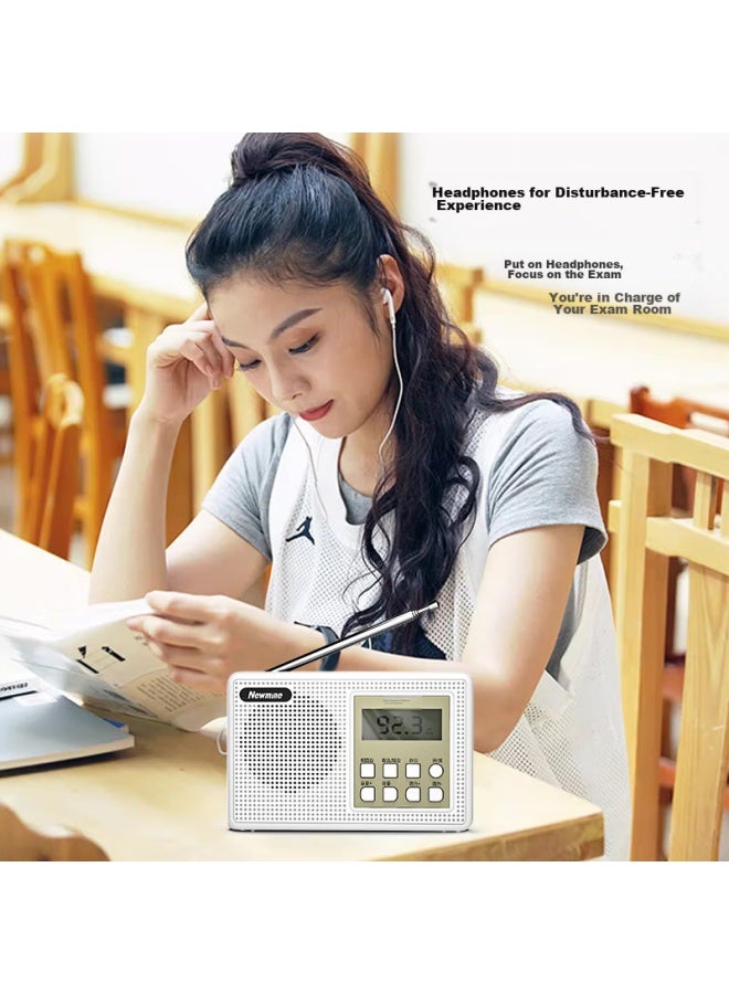 Newmine Bt501 Radio, College Entrance Exam English Listening, Cet-4/6, Campus Radio Player, Portable All-band Fm Radio For Elderly, White Color - Image 4