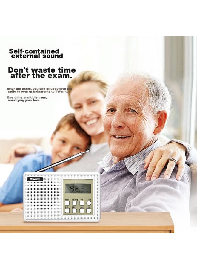Newmine Bt501 Radio, College Entrance Exam English Listening, Cet-4/6, Campus Radio Player, Portable All-band Fm Radio For Elderly, White Color - Image 3