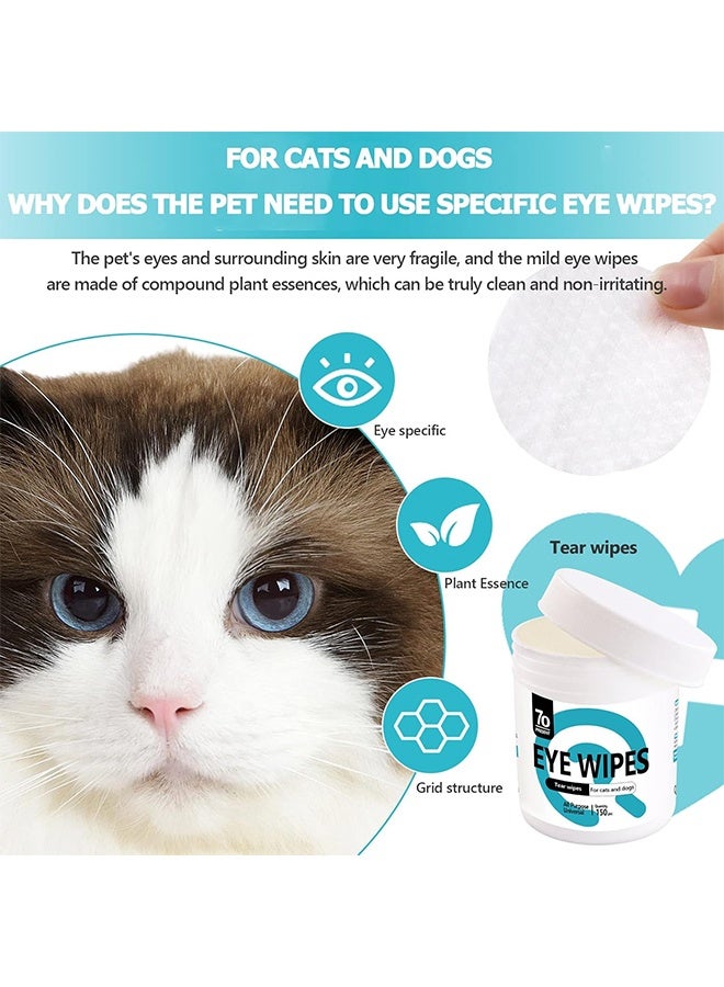 Eye Wipes for Cat Dog,Cat Dog Eye Cleaner, Pet Tear Stain Remover Wipes,150 Count Eye Wash Pads for Dogs and Cats, Unscented Soft Pet Wipes for Gently Cleaning Eyes - Image 2