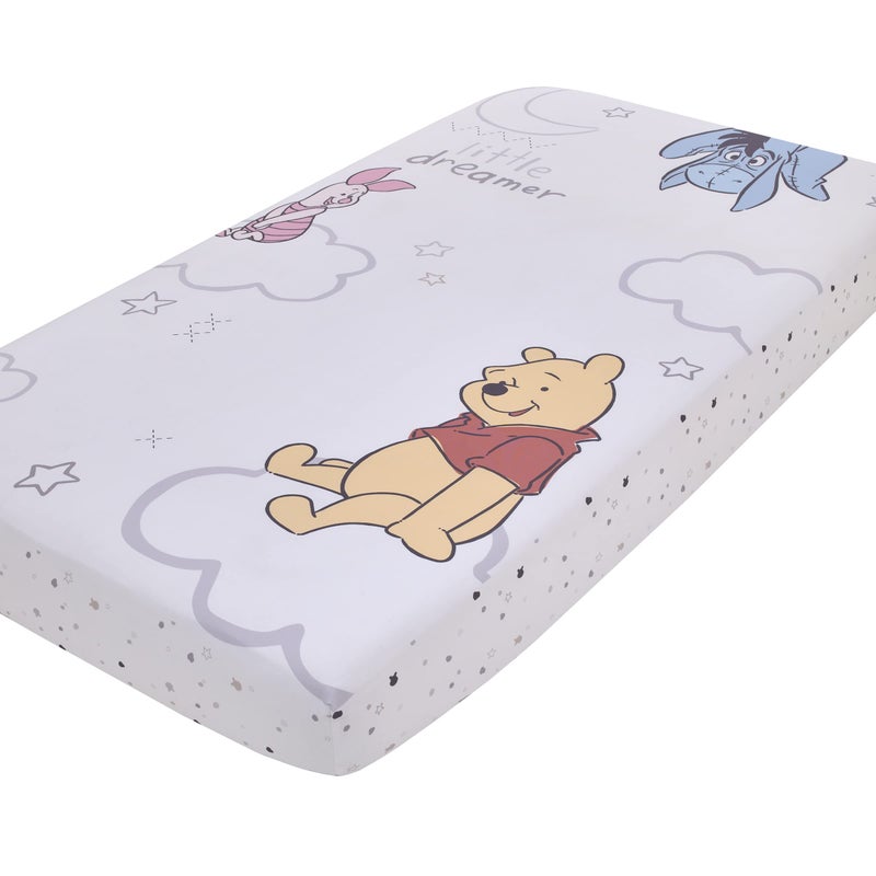 NoJo Disney Winnie The Pooh Blustery Day Tan Red and White Little Dreamer Nursery Photo Op Fitted Crib Sheet