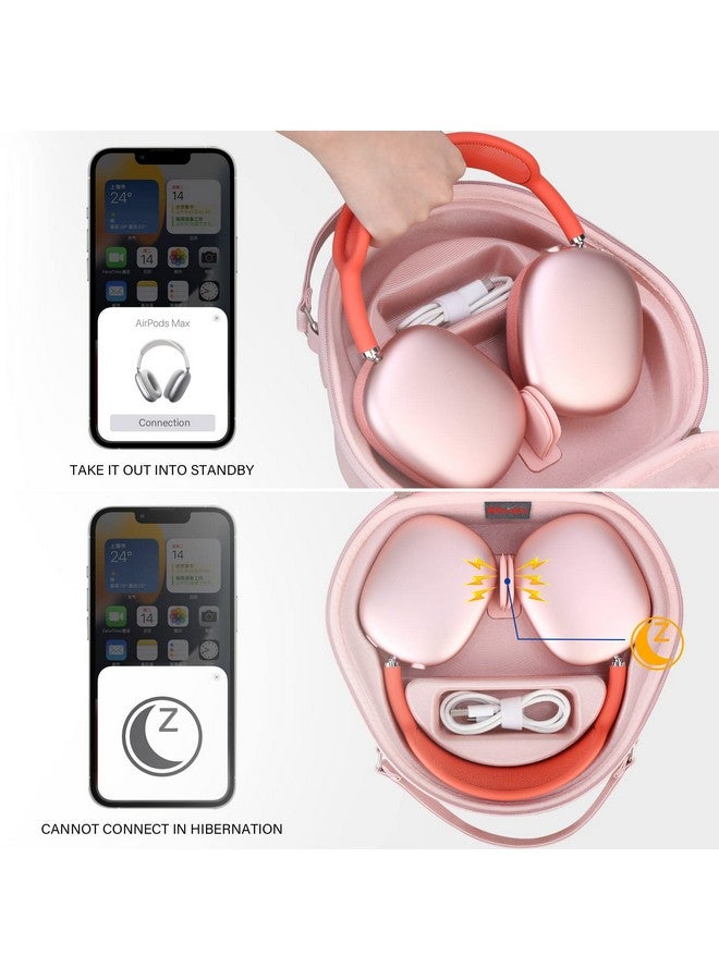 Elonbo Smart Case for Apple AirPods Max Over-Ear Headphones, AirPods Max Hard Carrying Case, Bluetooth Wireless Headphones Travel Protective Cover, Earphone Storage Bag, Pink - Image 4
