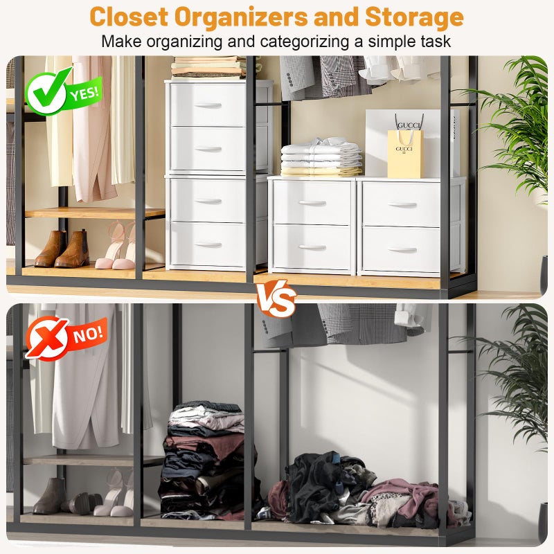 DAOUTIME 2-Pack Stackable Storage Drawers (4 Drawers Total), White Closet Organizer with Wooden Top & Metal Frame, Freestanding or Stackable Dresser for Bedroom, Living Room, Under Bed - Image 5