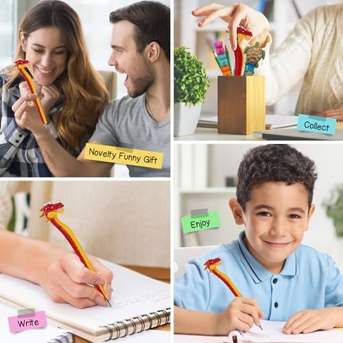 Planet Pens قلم كوكب الأقلام - قلم التنين الآسيوي الفريد - قلم حبر جاف ممتع وفريد للأطفال والبالغين، قلم كتابة ملون للتزيين في المدرسة ومكتب العمل - Image 4