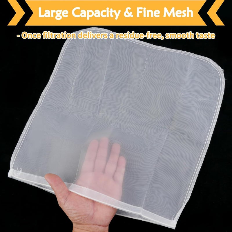 Mkobon 4 Pcs 14"x14" Nut Milk Bag, Fine Mesh Nylon Cheese Cloth Bag for Straining, Reusable Strainer Bags for Almond Milk, Yogurt, Juice, Cheese Making, Cold Brew Coffee, Beer Tea - Image 5