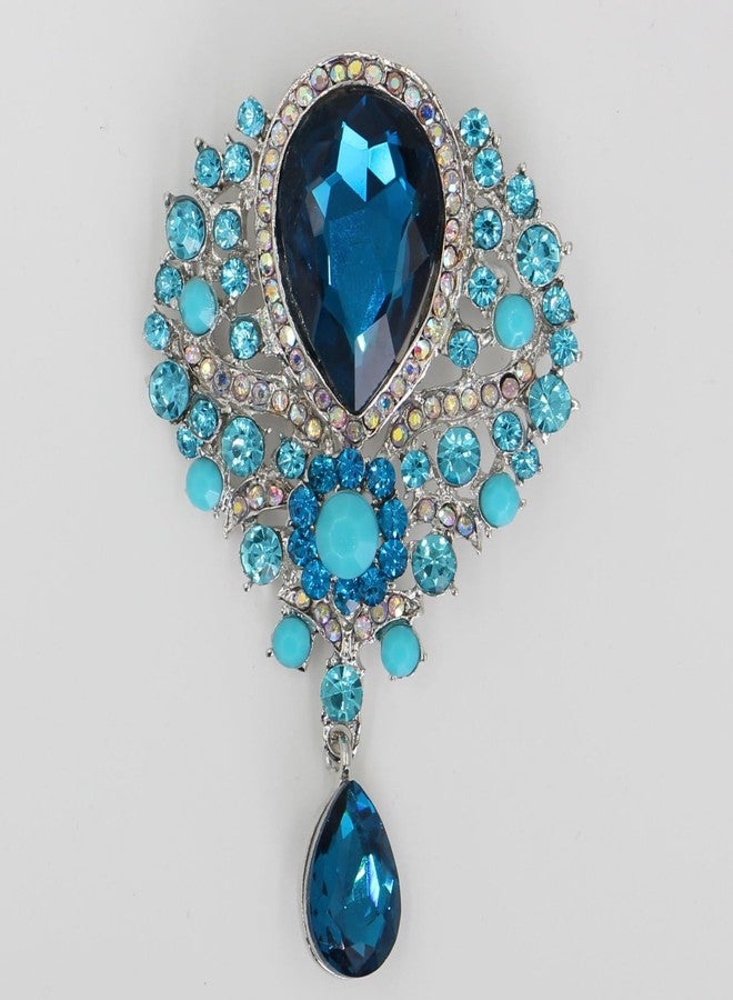 WCRAZYE Rhinestone Brooch Pin for Women Rhinestone Bridal Brooch Lapel Pin Accessories Wedding Christmas Birthday Jewelry Gift (Blue) - Image 5
