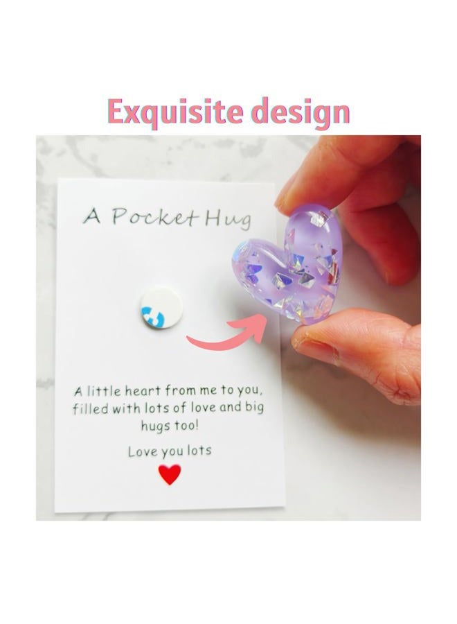 YOJO A Little Pocket Hug Heart with Greeting Card,Greeting Cards Keepsake, Ornament Gifts Special Present for Her Positivity Encourage Gift for Birthday Wedding Valentine Thanksgiving (Blue) - Image 2
