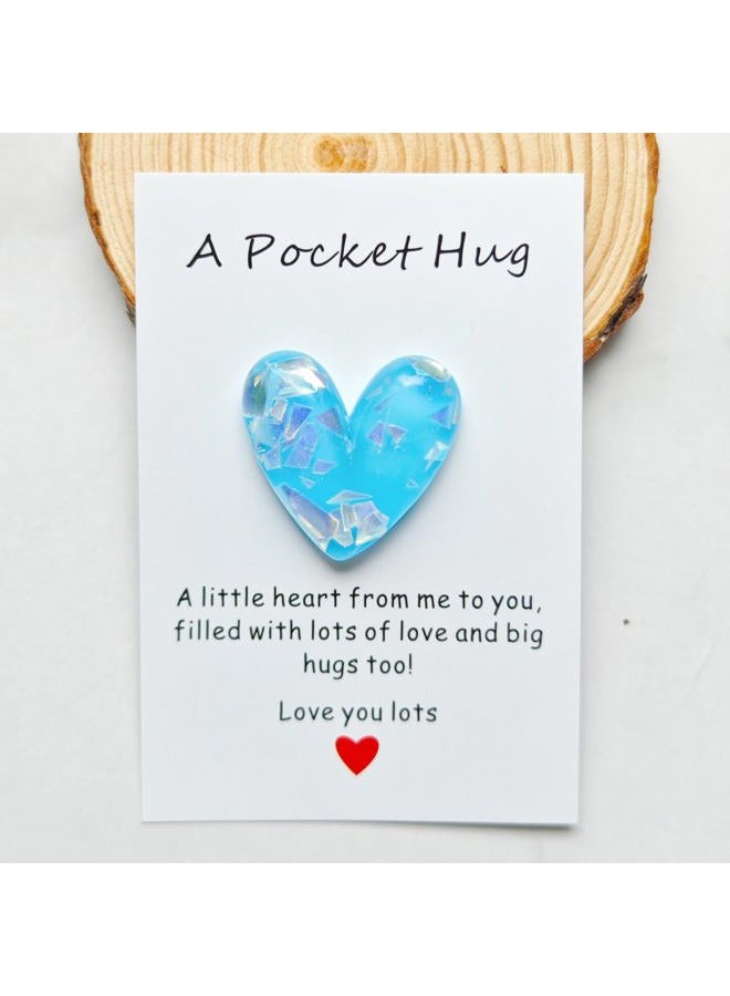 YOJO A Little Pocket Hug Heart with Greeting Card,Greeting Cards Keepsake, Ornament Gifts Special Present for Her Positivity Encourage Gift for Birthday Wedding Valentine Thanksgiving (Blue) - Image 1