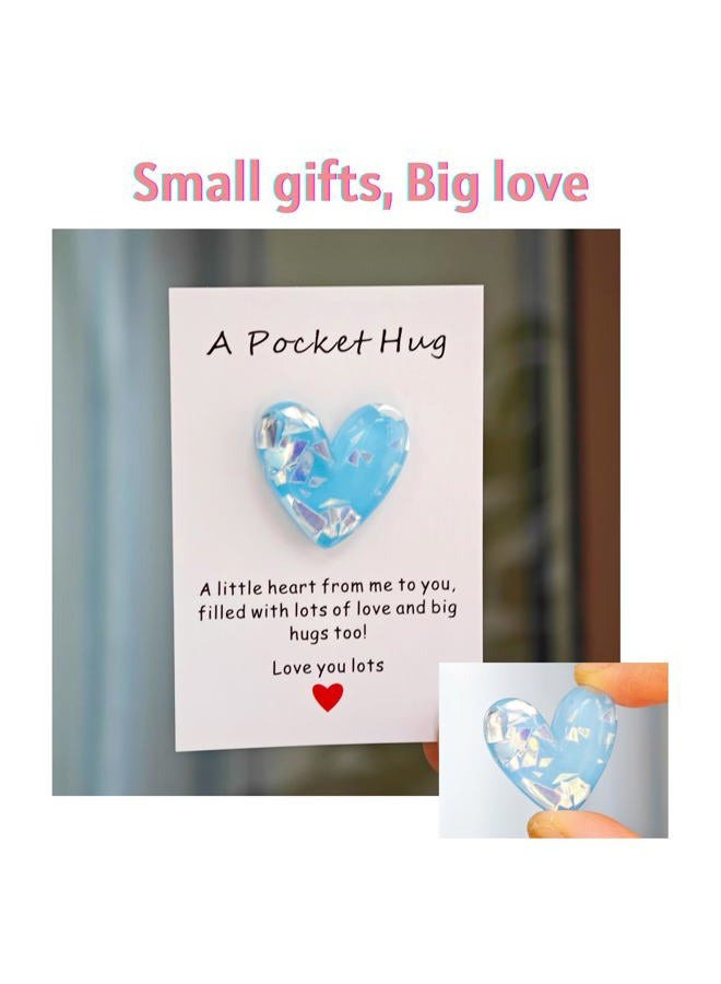 YOJO A Little Pocket Hug Heart with Greeting Card,Greeting Cards Keepsake, Ornament Gifts Special Present for Her Positivity Encourage Gift for Birthday Wedding Valentine Thanksgiving (Blue) - Image 5