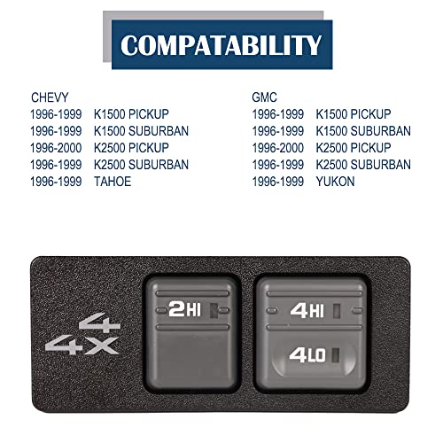 RICH AUTO Rich 4x4 Switch 4WD Four Wheel Drive Selector Switch Compatible with Chevy & GMC Vehicles - 1996-1999 K1500 K2500 Suburban Tahoe Yukon 1996-2000 K2500 - Replaces 15969707 19168766 901-154 901154 - Image 4