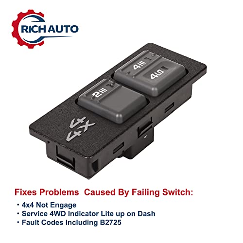 RICH AUTO Rich 4x4 Switch 4WD Four Wheel Drive Selector Switch Compatible with Chevy & GMC Vehicles - 1996-1999 K1500 K2500 Suburban Tahoe Yukon 1996-2000 K2500 - Replaces 15969707 19168766 901-154 901154 - Image 5