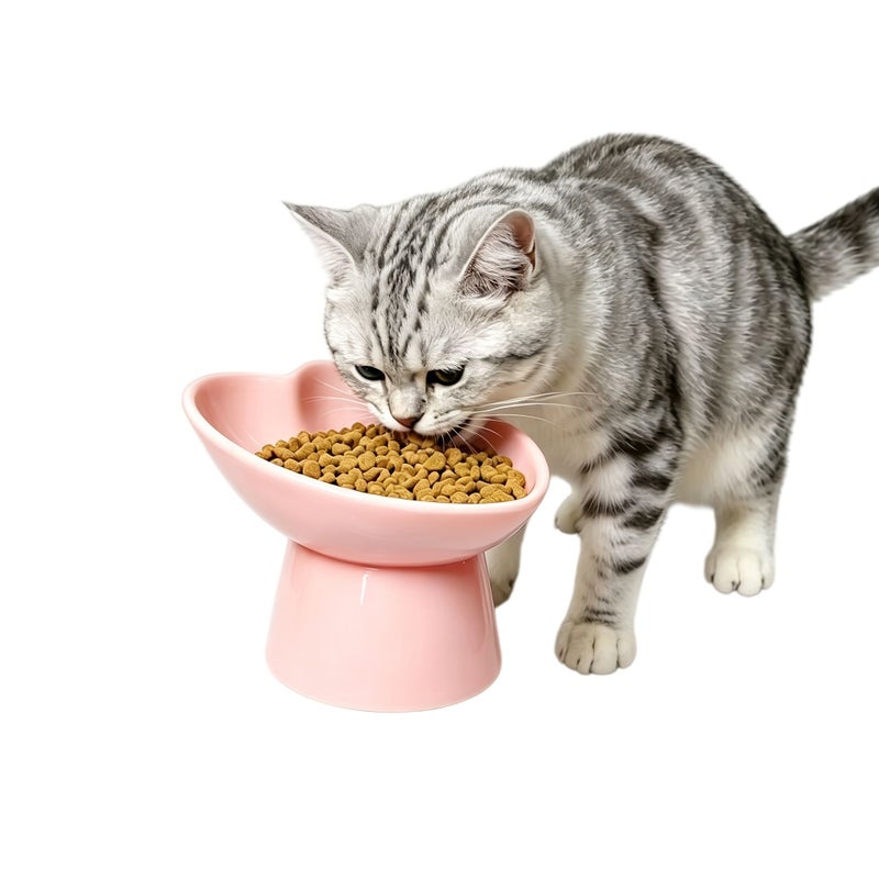 Heart Shaped Elevated Pet Bowl For Cats And Dogs Green Color Neck Protecting Healthy Feeder - Image 2
