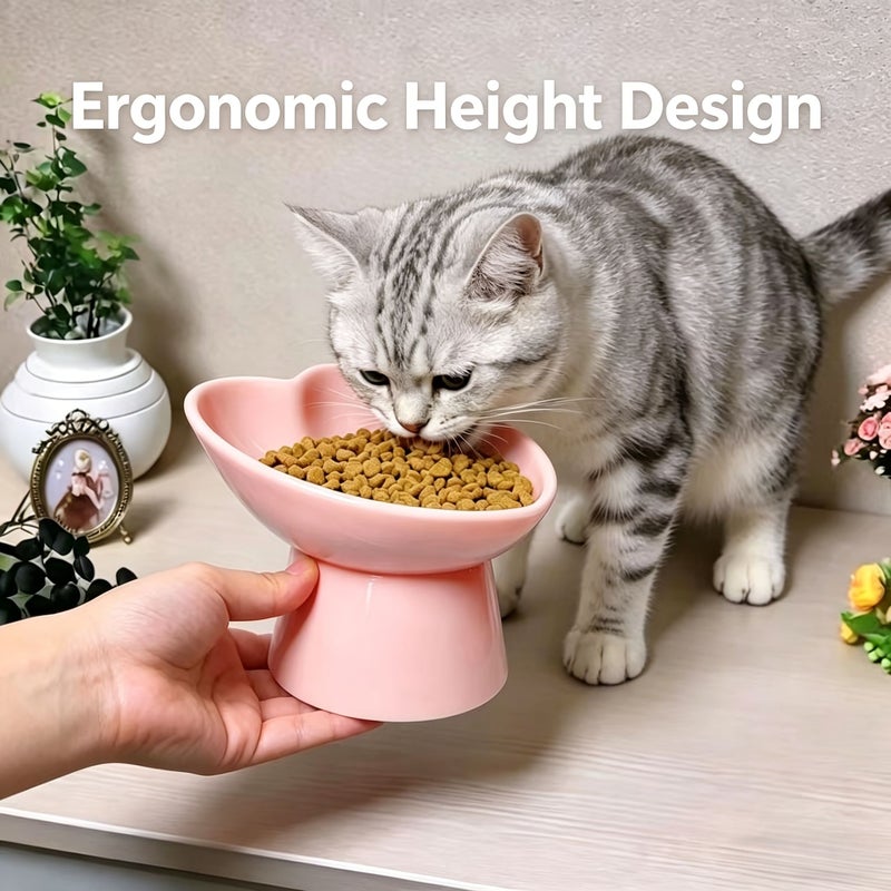 Heart Shaped Elevated Pet Bowl For Cats And Dogs Green Color Neck Protecting Healthy Feeder - Image 5